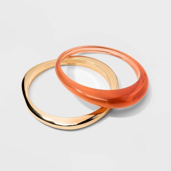 Organic Shape Transparent and Metal Bangle Bracelet Set 2pc - A New Day™ | Target