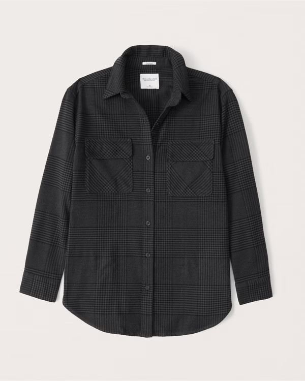 Oversized Menswear Flannel Shirt Jacket | Abercrombie & Fitch (US)