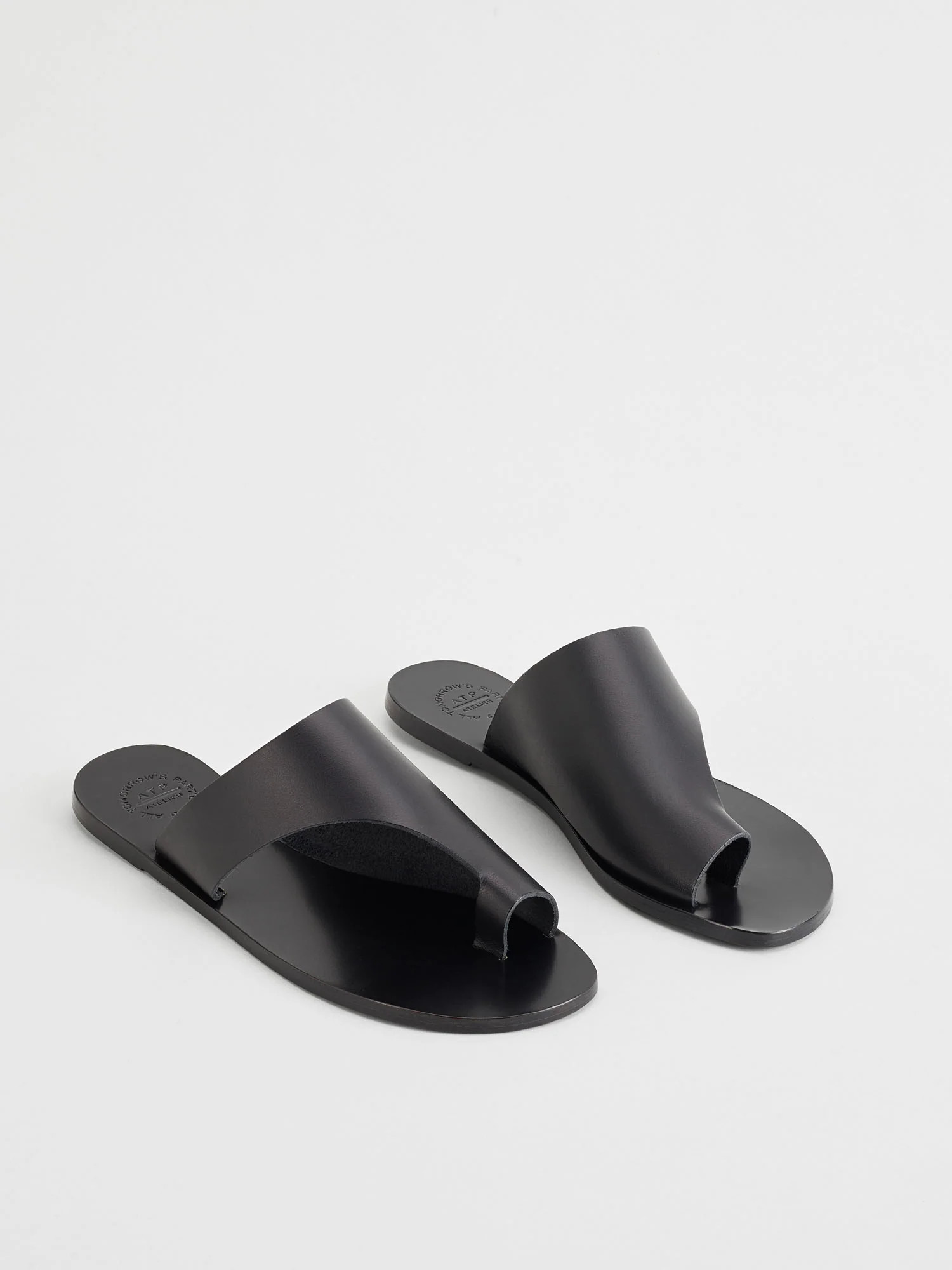 Rosa Black Leather Cutout sandals | ATP Atelier