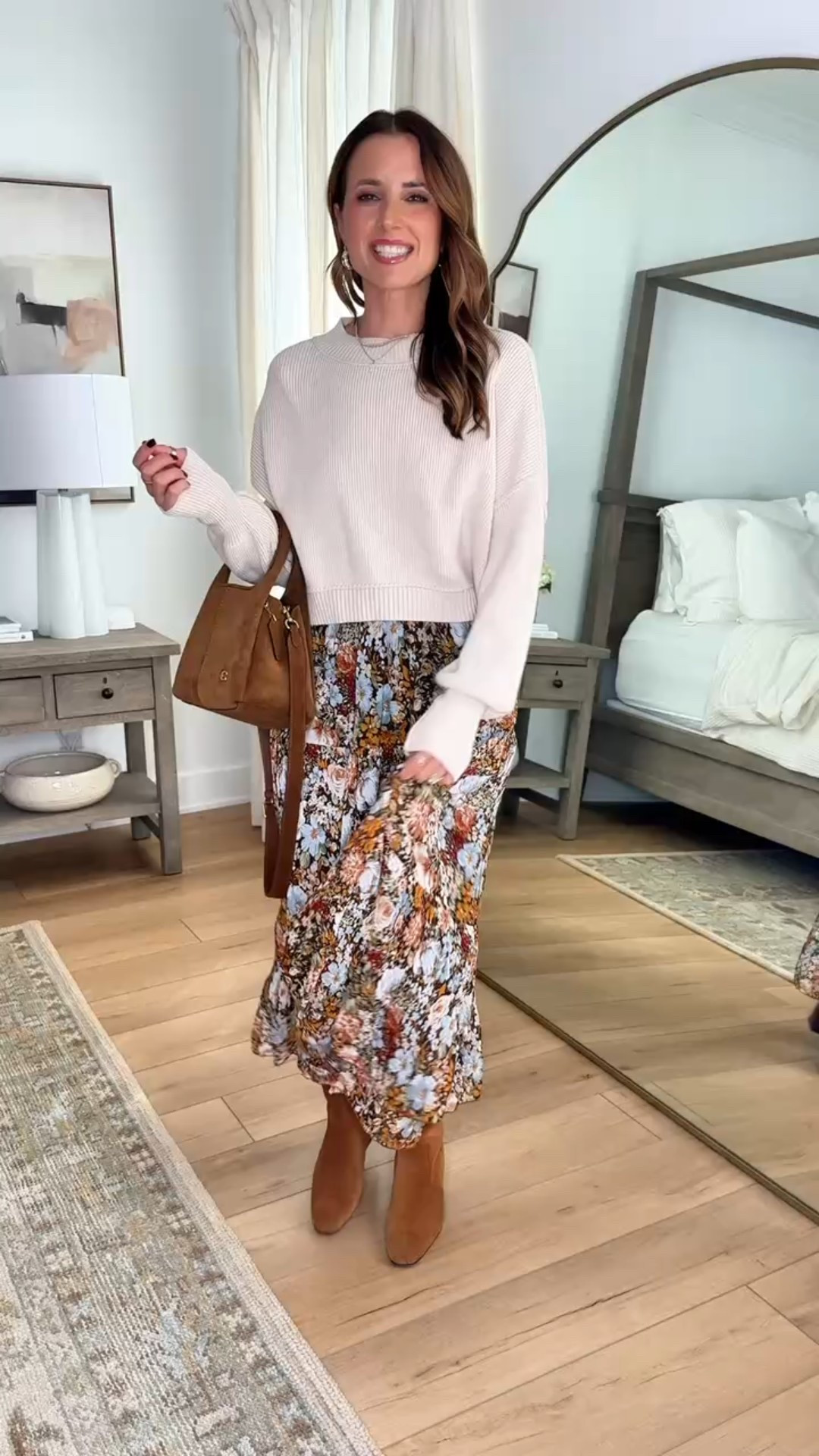 Amazon Fall outfits with a gorgeous floral maxi skirt in small, color is coffee floral. Fall style. Knee high boots. Dinner date. Thanksgiving outfits. Coach Suede purse. Family photo outfit. I went up half a size in brown boots! 


#LTKShoeCrush #LTKFindsUnder50 #LTKSeasonal