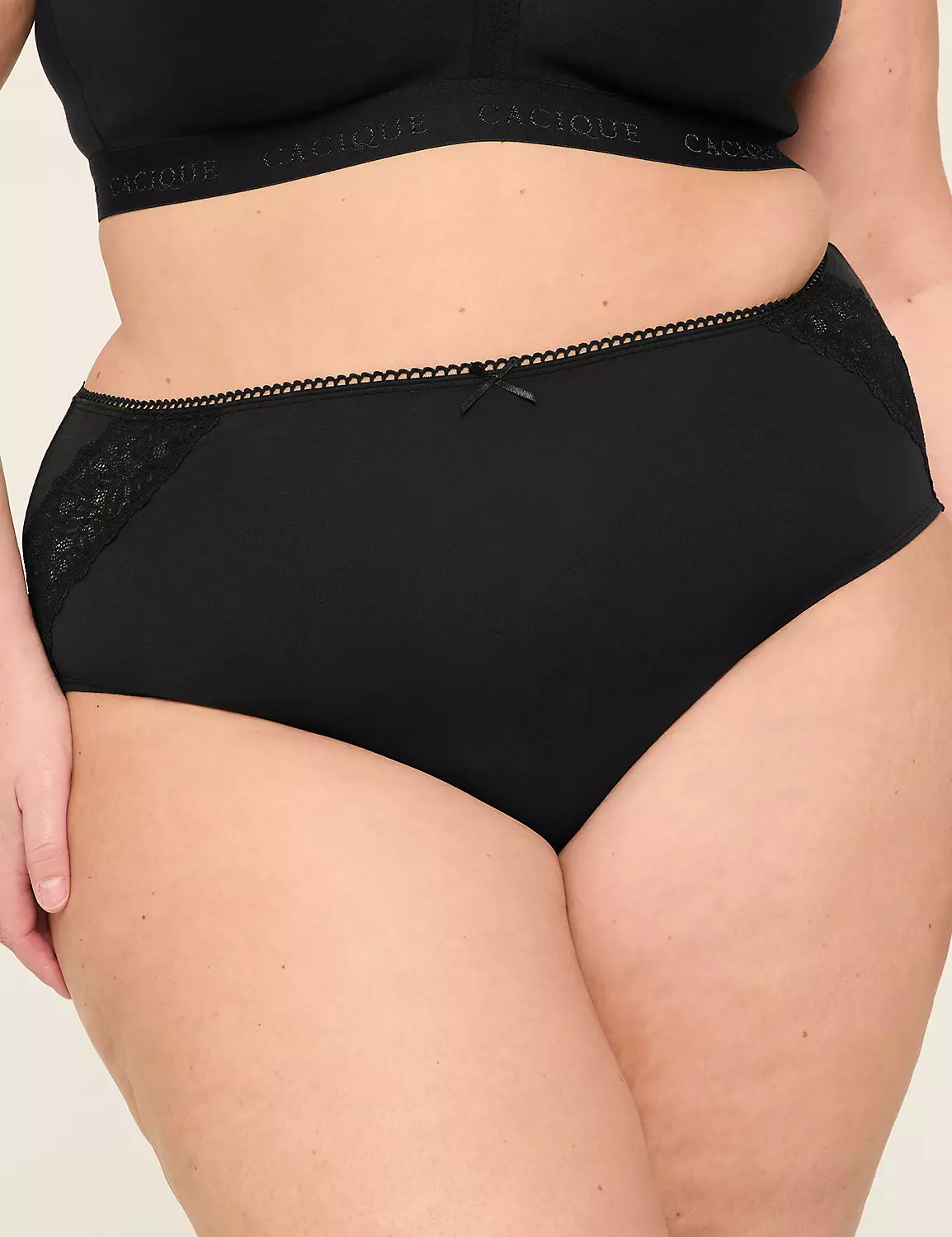Cotton High-Leg Brief Panty With Lace Back | Lane Bryant (US)
