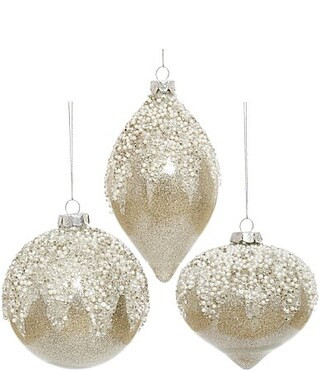 Mark Roberts Holiday Collection 6-Piece Assorted Pearlized Iced Ornament Set | Dillard's
