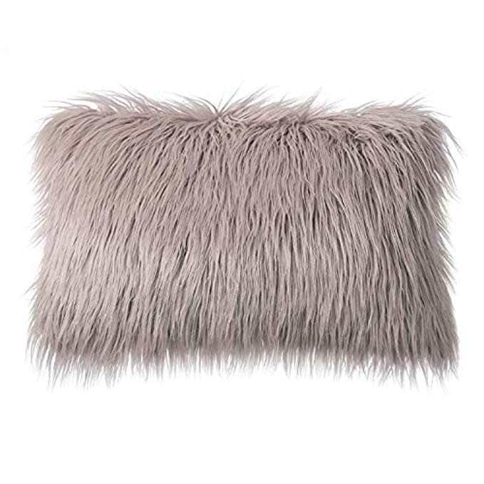 Phantoscope Decorative New Luxury Series Merino Style Beige Fur Throw Pillow Case Cushion Cover 12"  | Amazon (US)