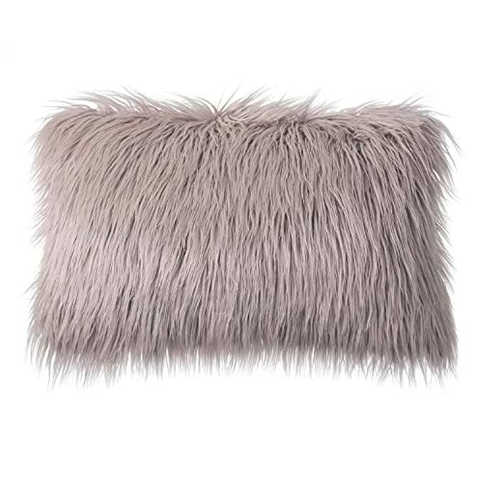 Phantoscope Decorative New Luxury Series Merino Style Beige Fur Throw Pillow Case Cushion Cover 12"  | Amazon (US)