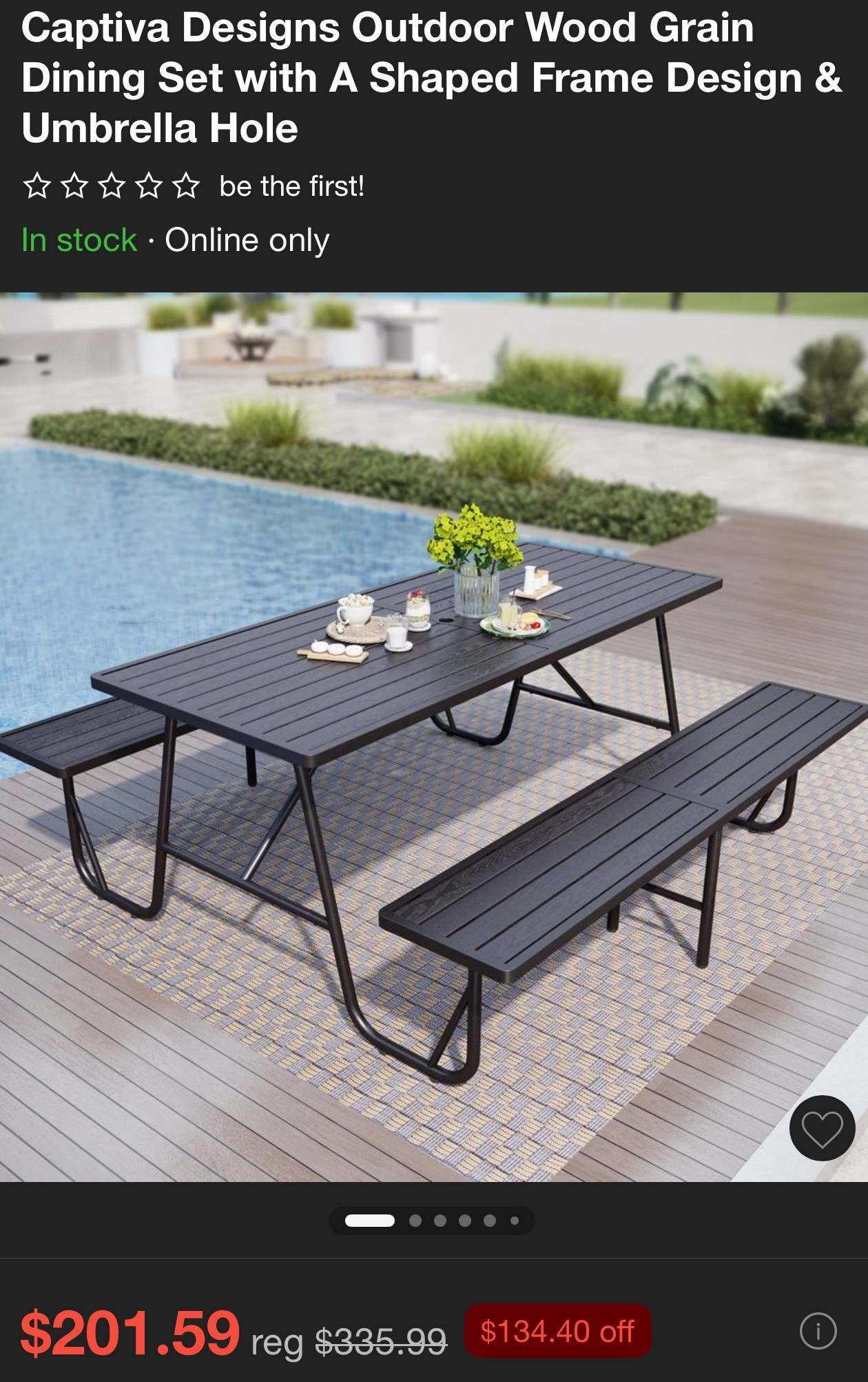 Captiva Designs Outdoor Wood Grain
Dining Set with A Shaped Frame Design & Umbrella Hole

#LTKSeasonal #LTKHome #LTKSaleAlert