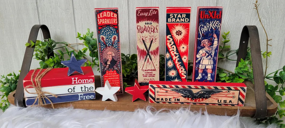 Vintage Sparklers Wood Sign, Retro Americana Decor | Etsy (US)