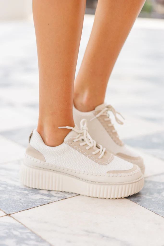 Wake Up Call Cream Embellished Sneakers | The Mint Julep Boutique