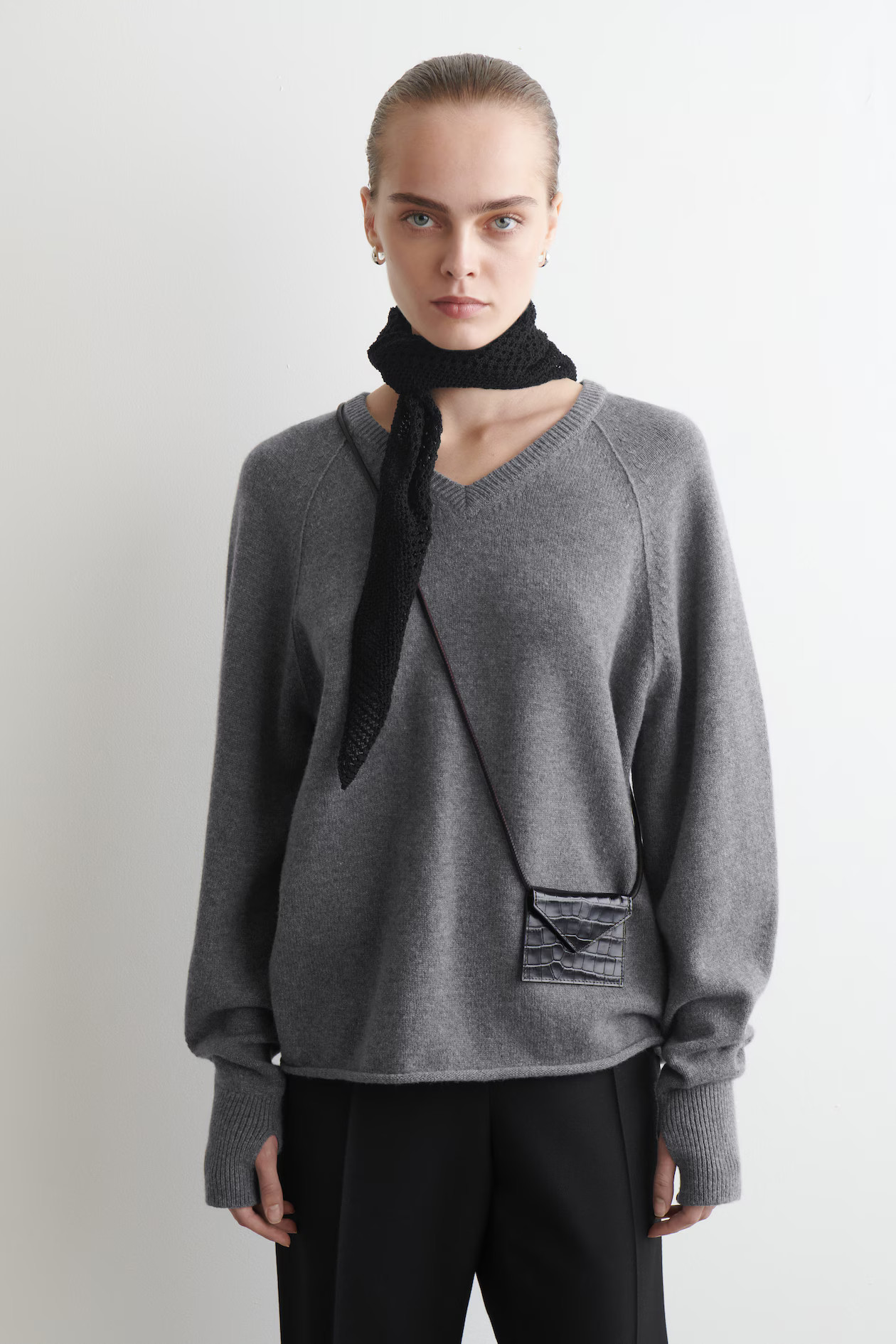 CROC-EFFECT LEATHER CARDHOLDER - BROWN | COS US | COS (US)