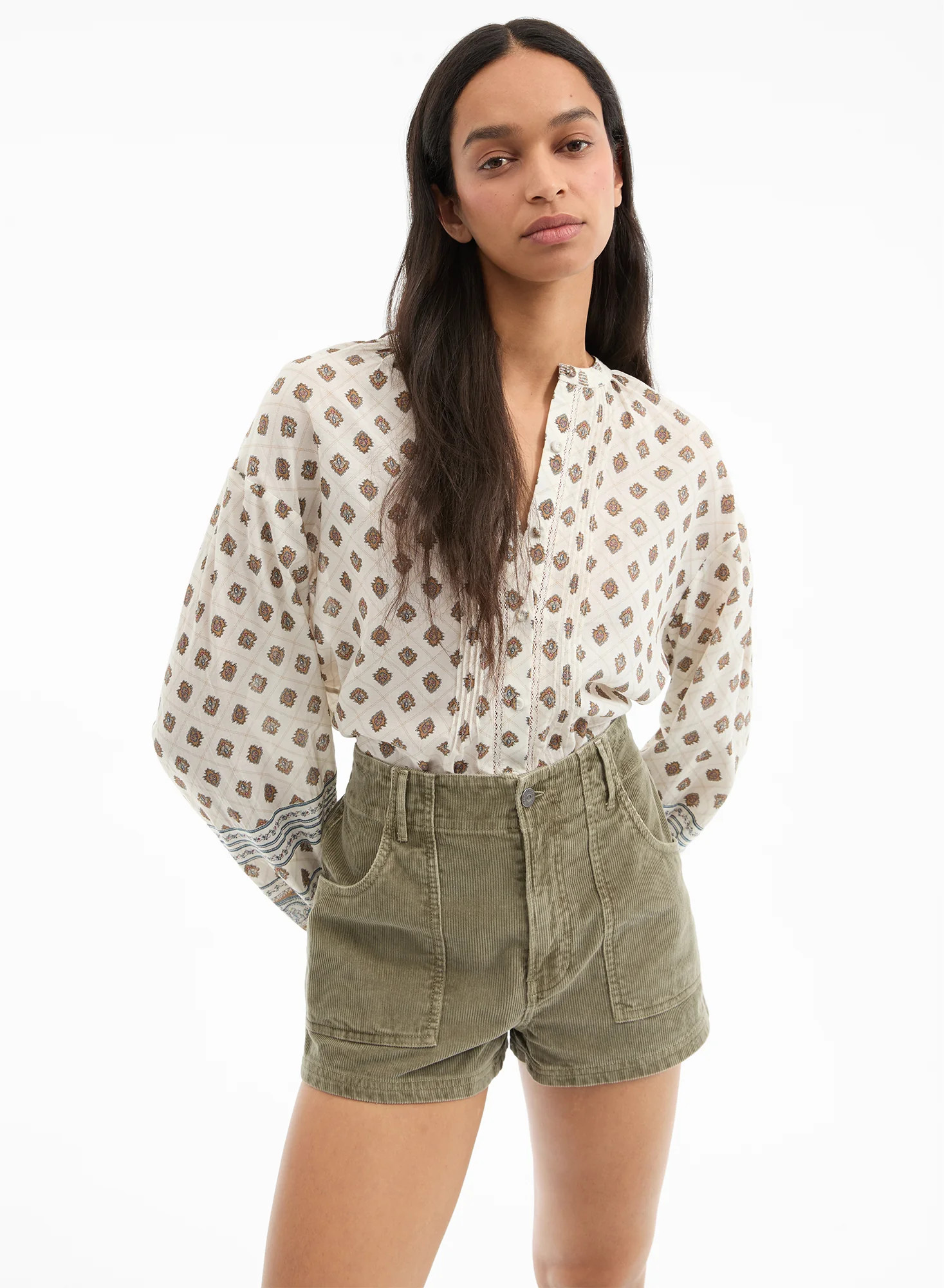 Lollie Paisley Button-Down Blouse | Veronica Beard