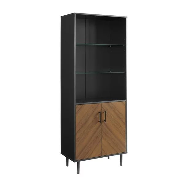 Desert Fields Two Door Bookmatch Bookcase, Black - Walmart.com | Walmart (US)