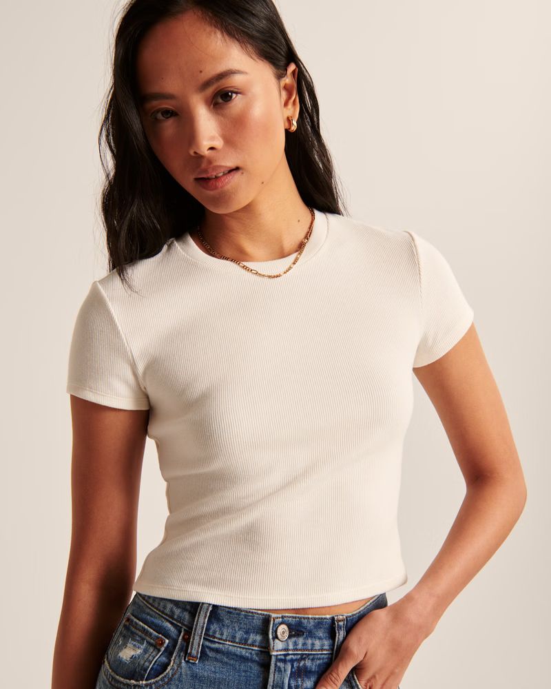 Women's Ribbed Crew Essential Tee | Women's Tops | Abercrombie.com | Abercrombie & Fitch (US)
