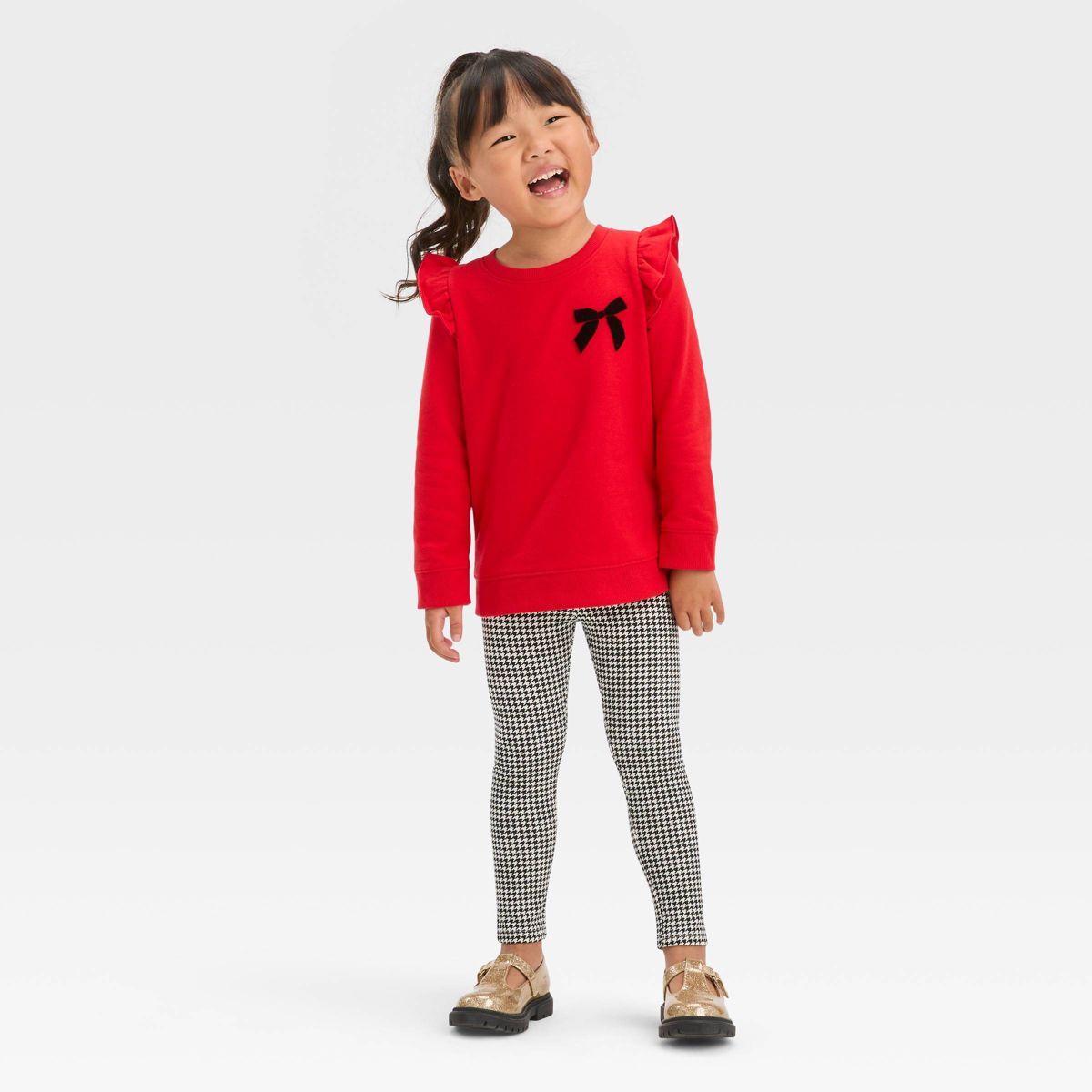 Toddler Girls' Bow-Tie Long Sleeve Top & Leggings Set - Cat & Jack™ Red | Target