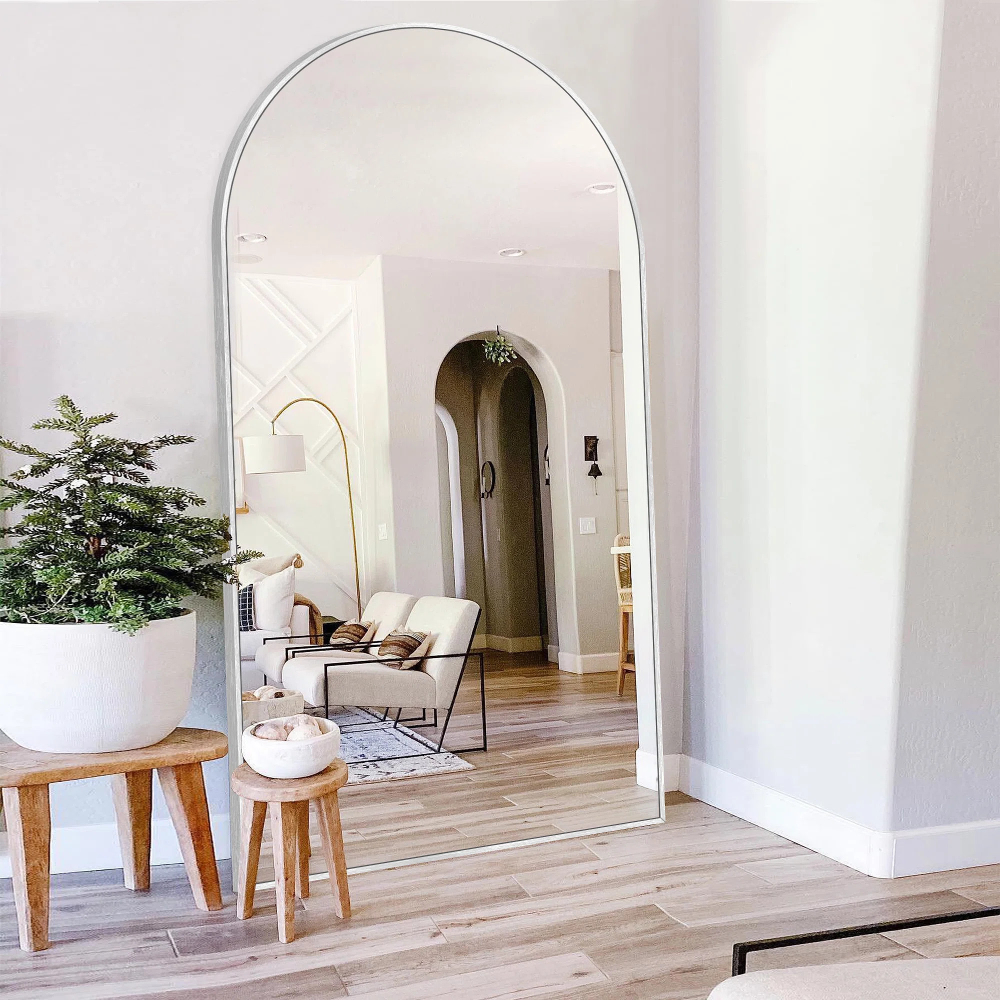 Latitude Run® Malesha Modern Arched Full Length Metal Floor Mirror Standing Mirror & Reviews | W... | Wayfair North America
