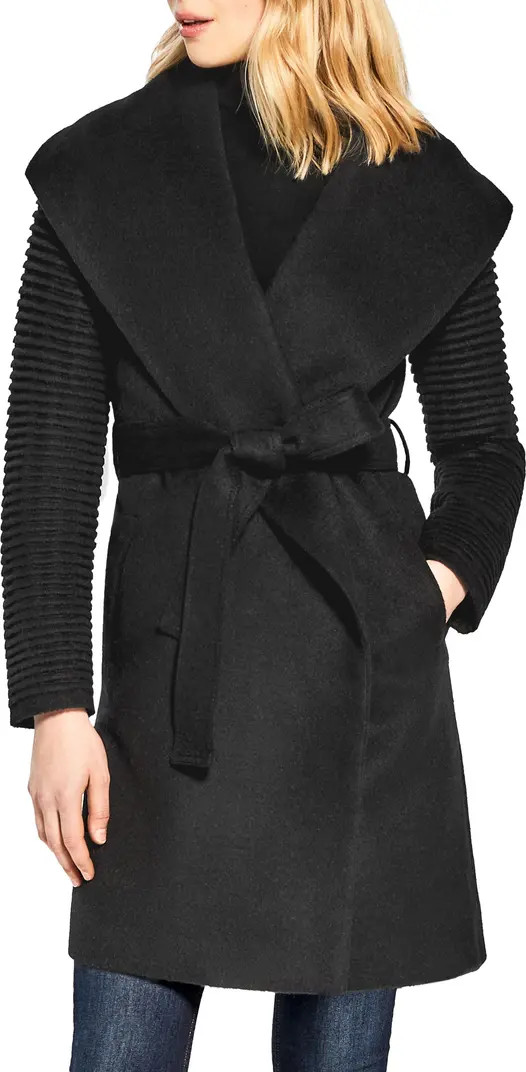 SENTALER Rib Sleeve Alpaca & Wool Wrap Coat | Nordstrom | Nordstrom