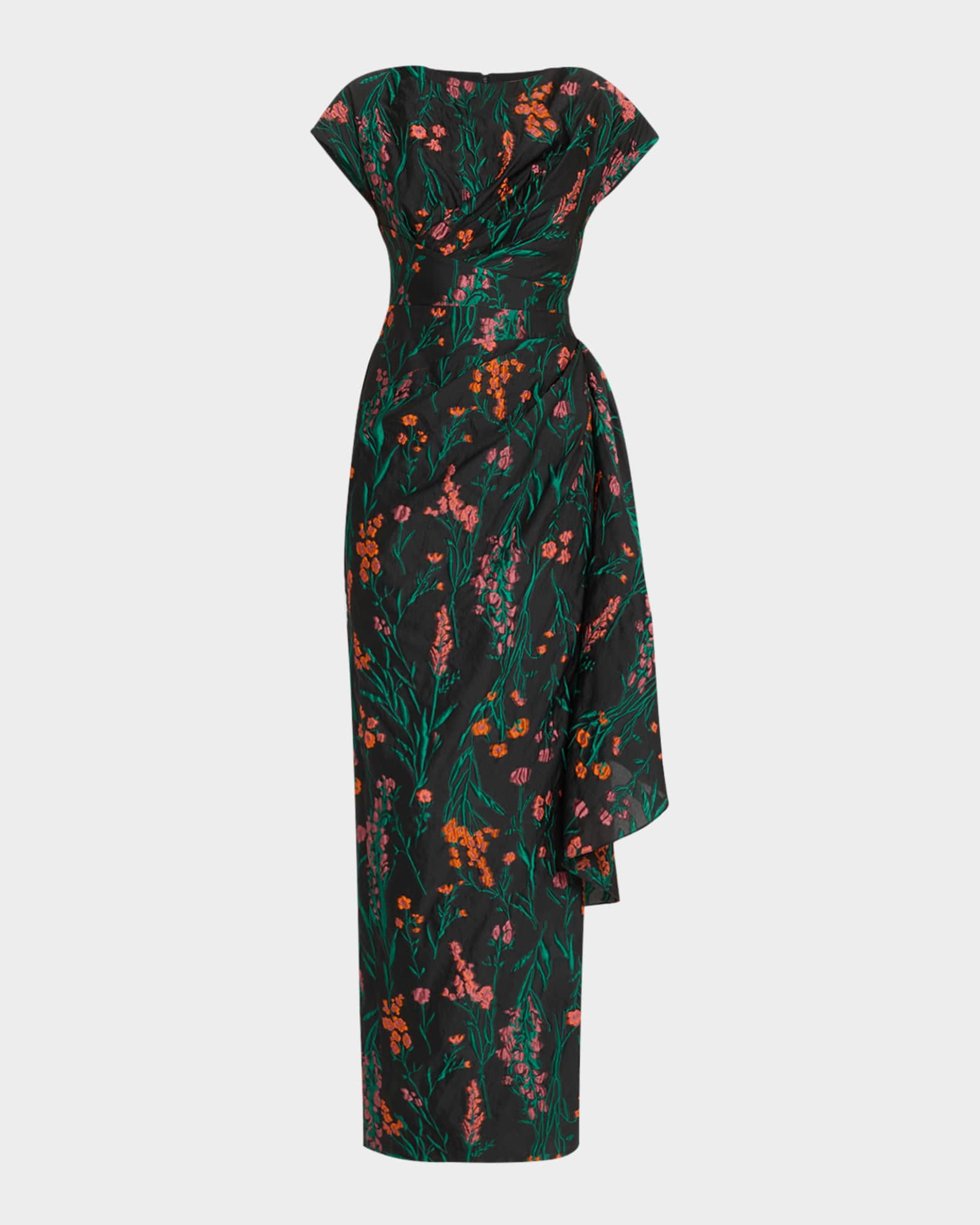 Florence Draped Floral Fil Coupe Gown | Neiman Marcus