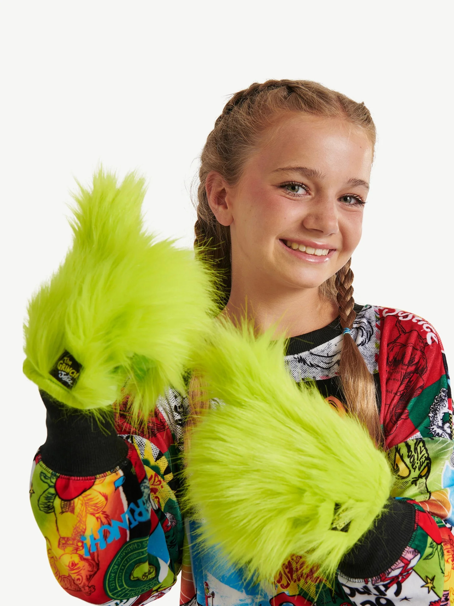 Justice Girls Grinch Faux Fur Gloves | Walmart (US)