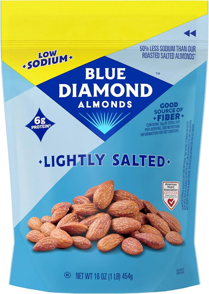 Blue Diamond Almonds Lightly Salted Low Sodium Snack Nuts, 16 oz, Pack of 1 | Amazon (US)