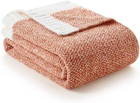 Snuggle Sac Orange Throw Blanket for Fall, Ultra Soft Warm Fall Blanket for Couch, Cozy Fuzzy Kni... | Amazon (US)