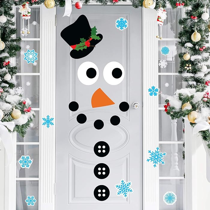 Joy Day Christmas Snowman Door Stickers With Snowflake Decals for Xmas Refrigerator, Wall, Window... | Amazon (US)