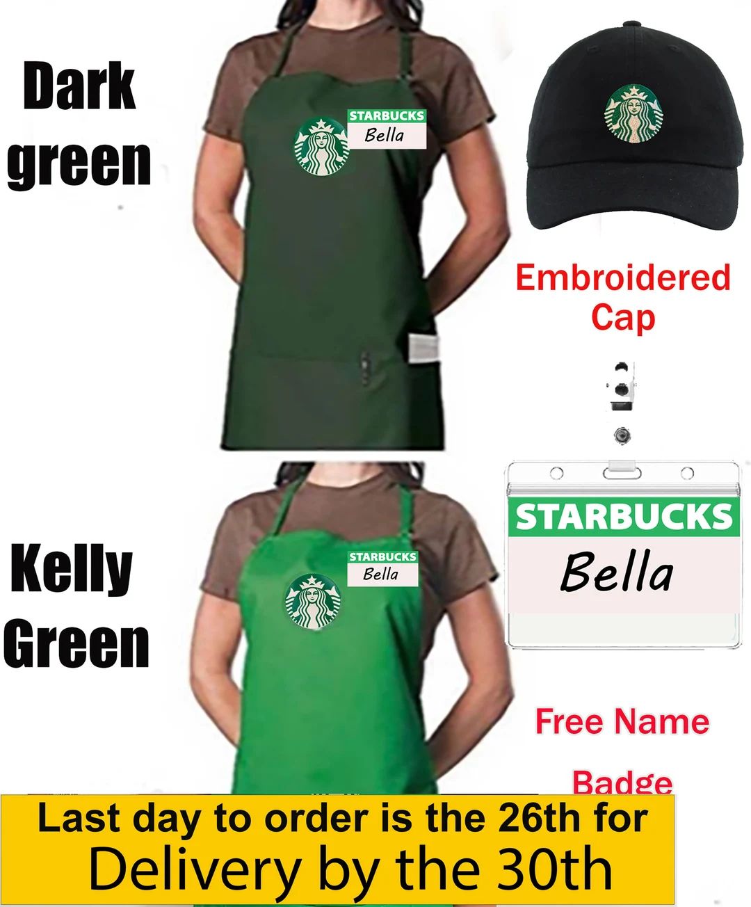 Starbucks Apron , hat or cap, Halloween costume, Barista costume | Etsy (US)