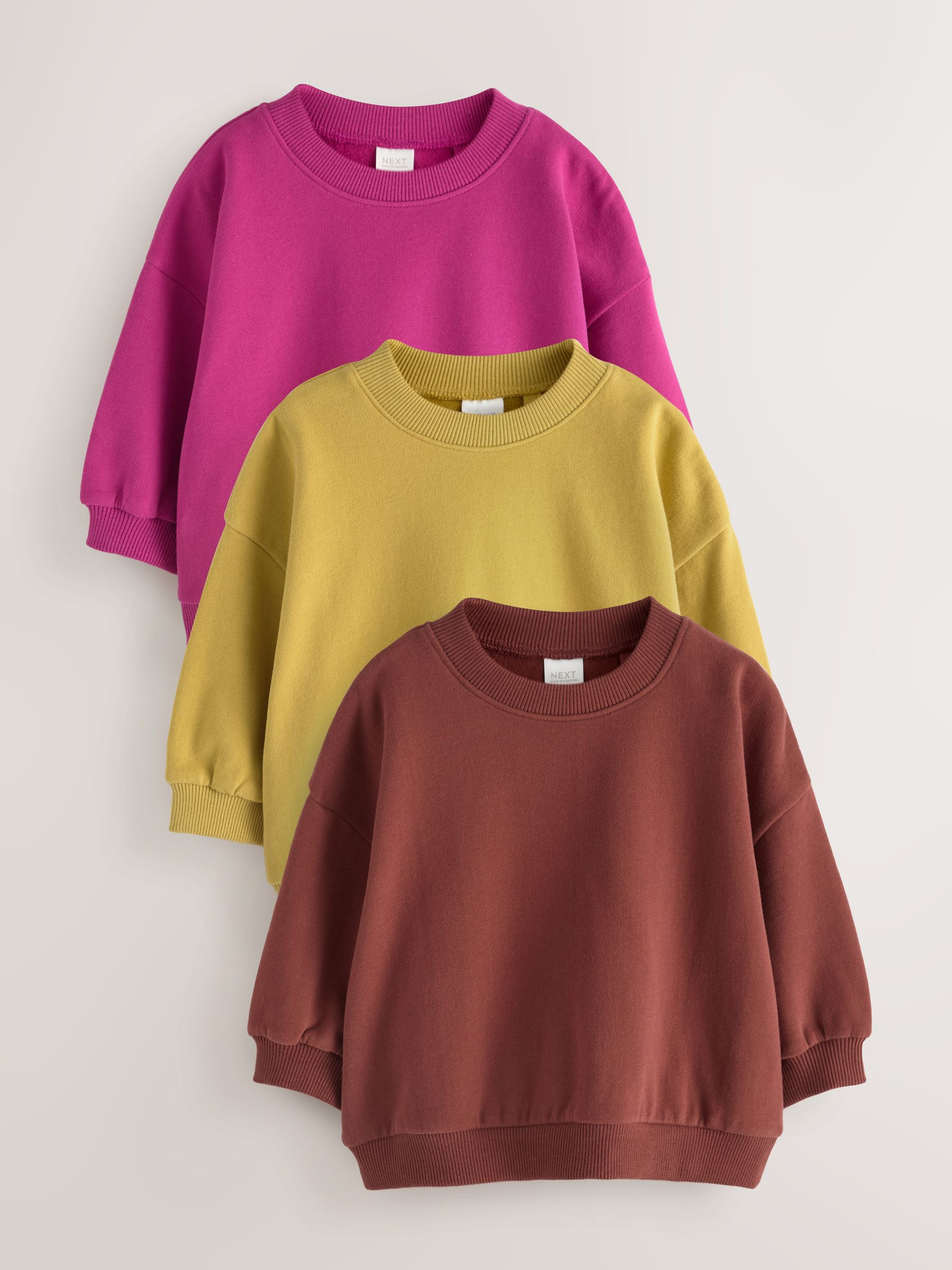 Crew Neck Sweatshirts 3 Pack (3mths-7yrs) | Next US