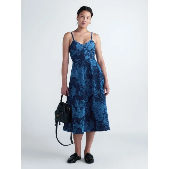 Free Assembly Women's and Women's Plus Corset Midi Dress, Sizes XS-4X | Walmart (US)