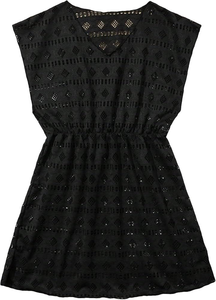 SHENHE Girl's Swim Cover Up V Neck Sleeveless Hollow Out Beach Dress Coverup Beachwear | Amazon (US)