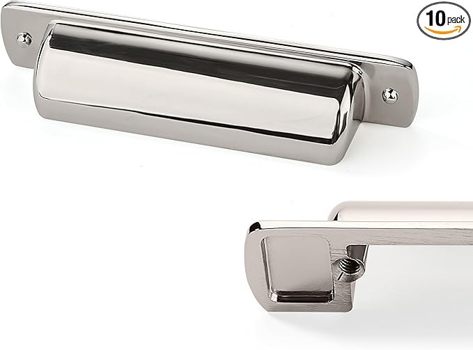 10 Pack Cup Pulls 3"(76mm) Center to Center Drawer Pulls Polished Nickel Cabinet Cup Pulls Kitche... | Amazon (US)