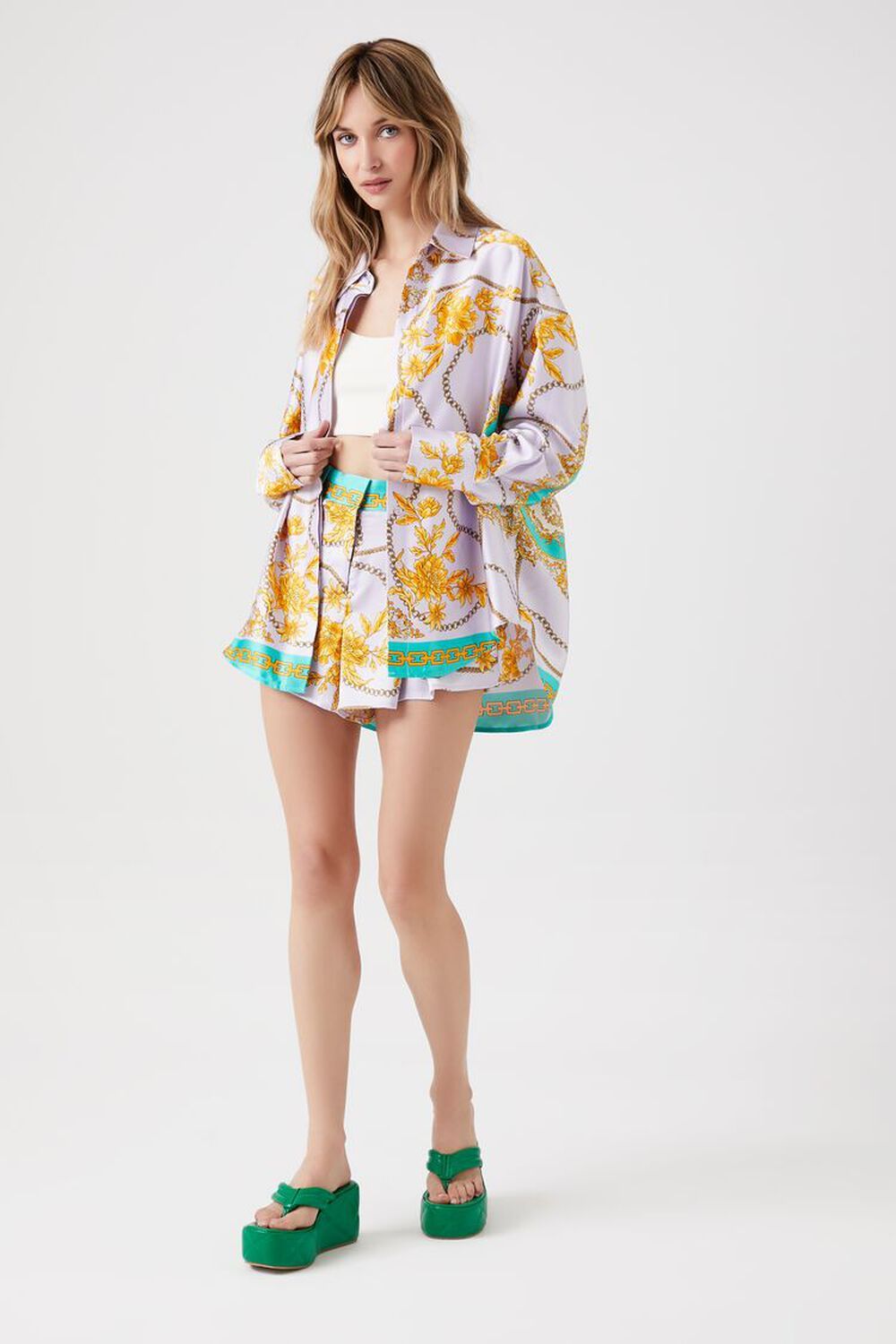 Floral Chain Print Long-Sleeve Shirt | Forever 21 (US)