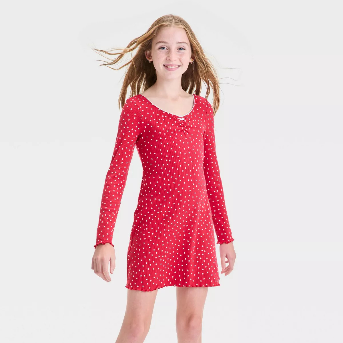 Girls' Long Sleeve Knit Dress - art class™ Red M | Target