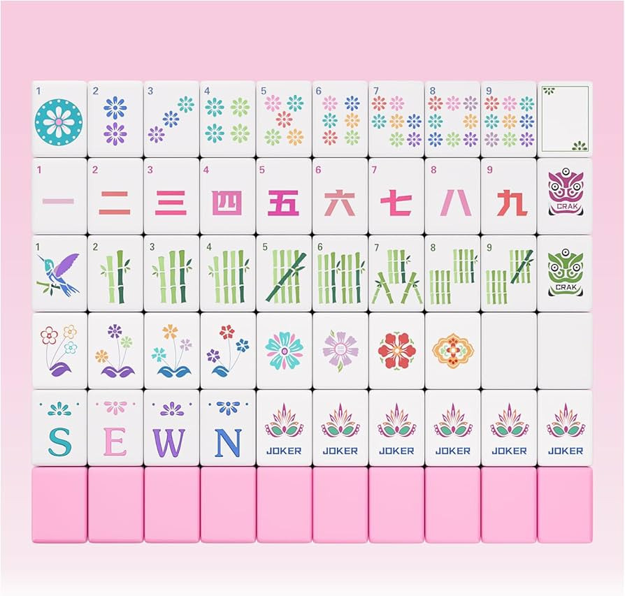 Pink American Mahjong Tile Set-160 Engraved Melamine Mahjong Tiles 1.2 with Mahjong Tiles Bag and... | Amazon (US)