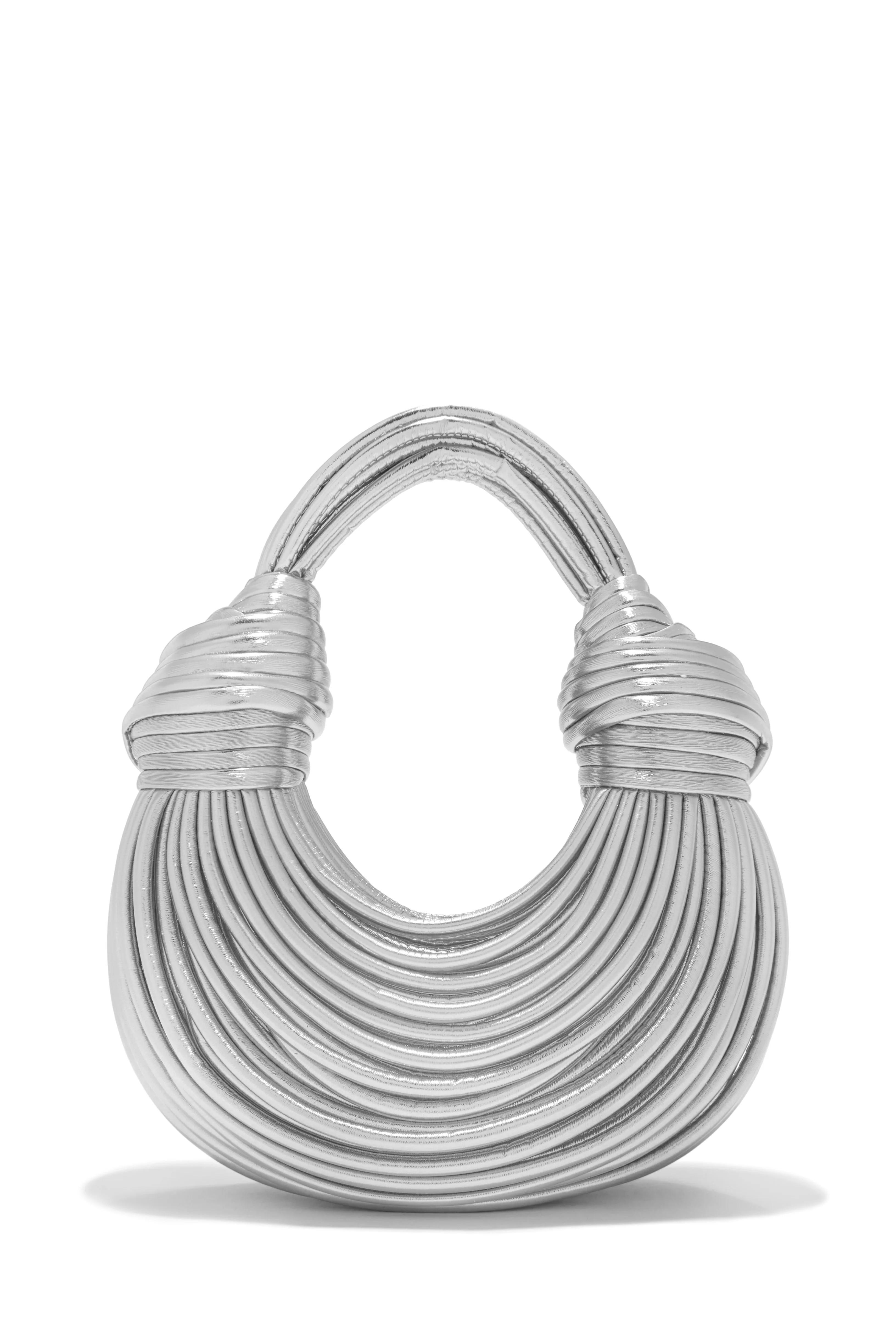 Miss Lola | Azelie Silver Double Knot Spaghetti Handbag | MISS LOLA