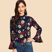 Ruffle Sleeve Floral Shirt | SHEIN