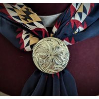 Floral Bright Silver Engraved Bandana Slide, Wildrag Concho, Genuine Leather | Etsy (US)