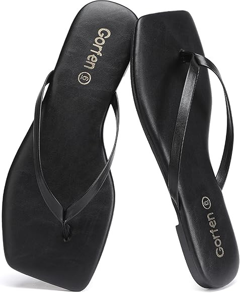 Flip Flops for Women Comfortable Square Toe Casual Beach Sandals Summer Outdoor and Everyday Wear | Amazon (US)
