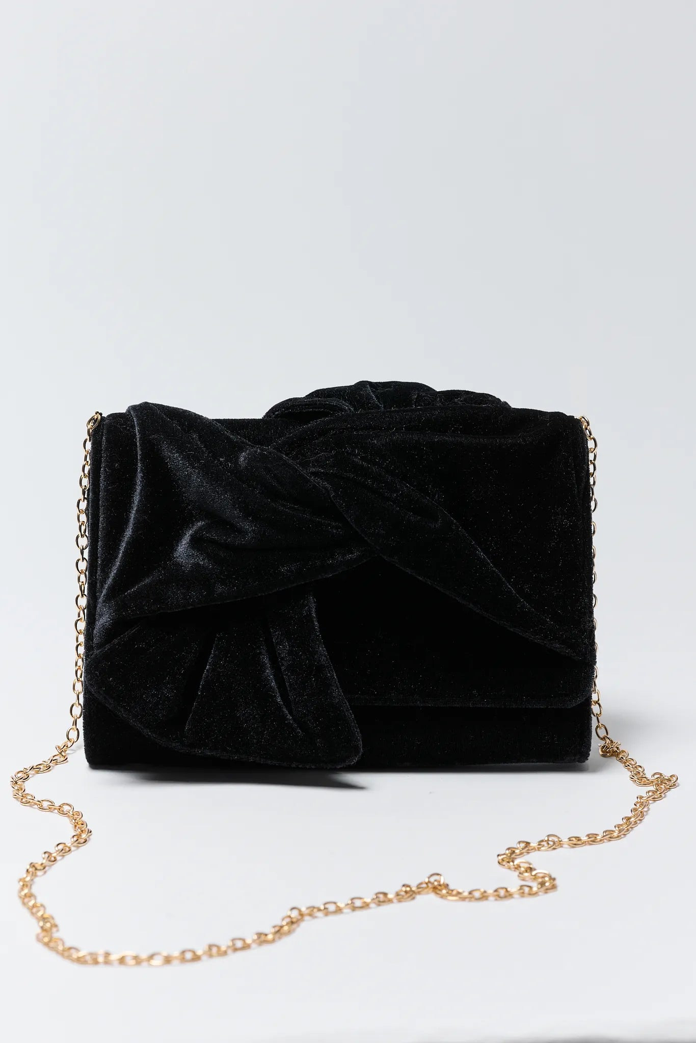 Cora Black Velvet Knot Clutch | Avara