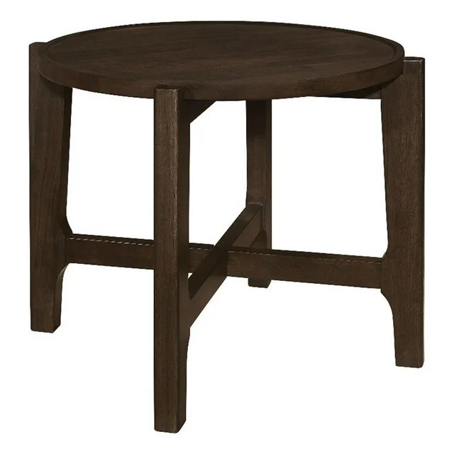 Coaster Cota Transitional Round Solid Wood End Table in Dark Brown | Walmart (US)
