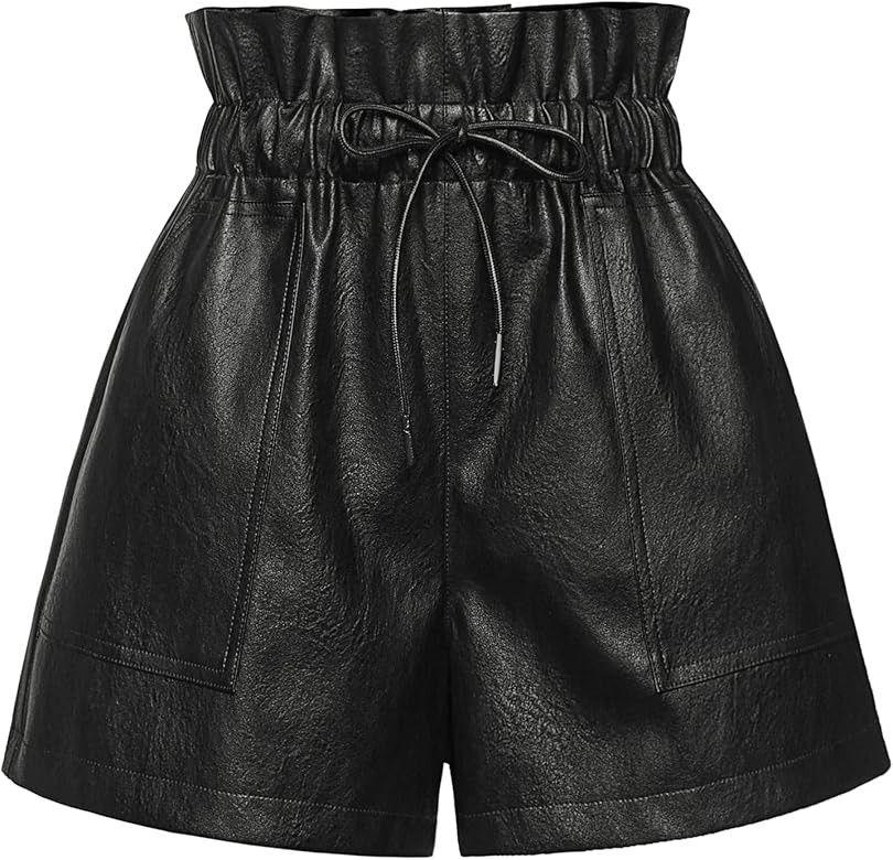 QIANXIZHAN Women's Leather Shorts, Faux High Waisted Wide Leg Sexy Shorts | Amazon (US)