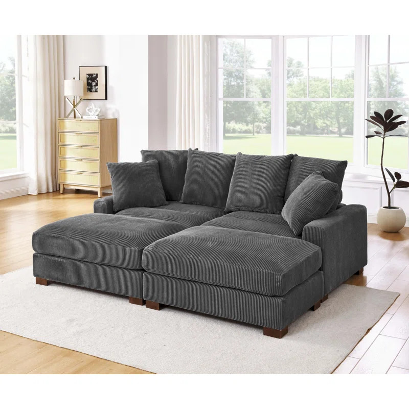 Latitude Run® 86" Upholstered Corduroy Sofa With Solid Wood Legs & Reviews | Wayfair | Wayfair North America