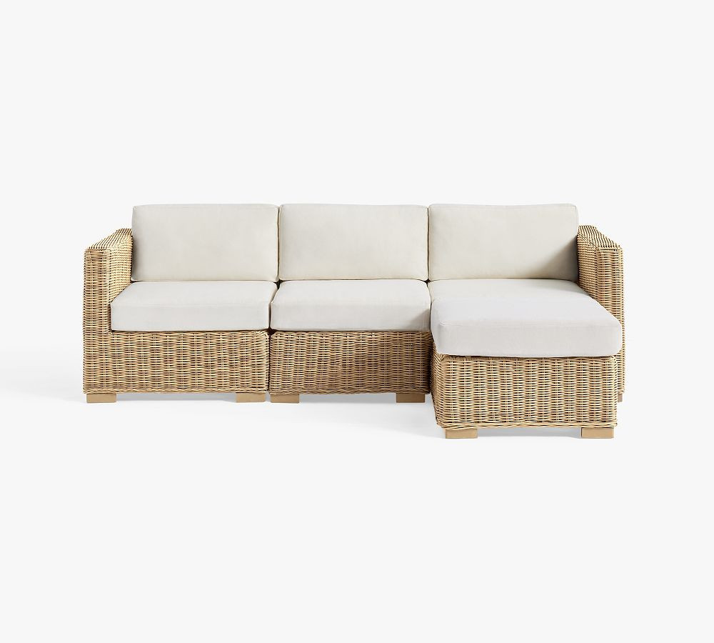 Huntington Wicker Square-Arm 4-Piece Outdoor Sectional (93") | Pottery Barn (US)
