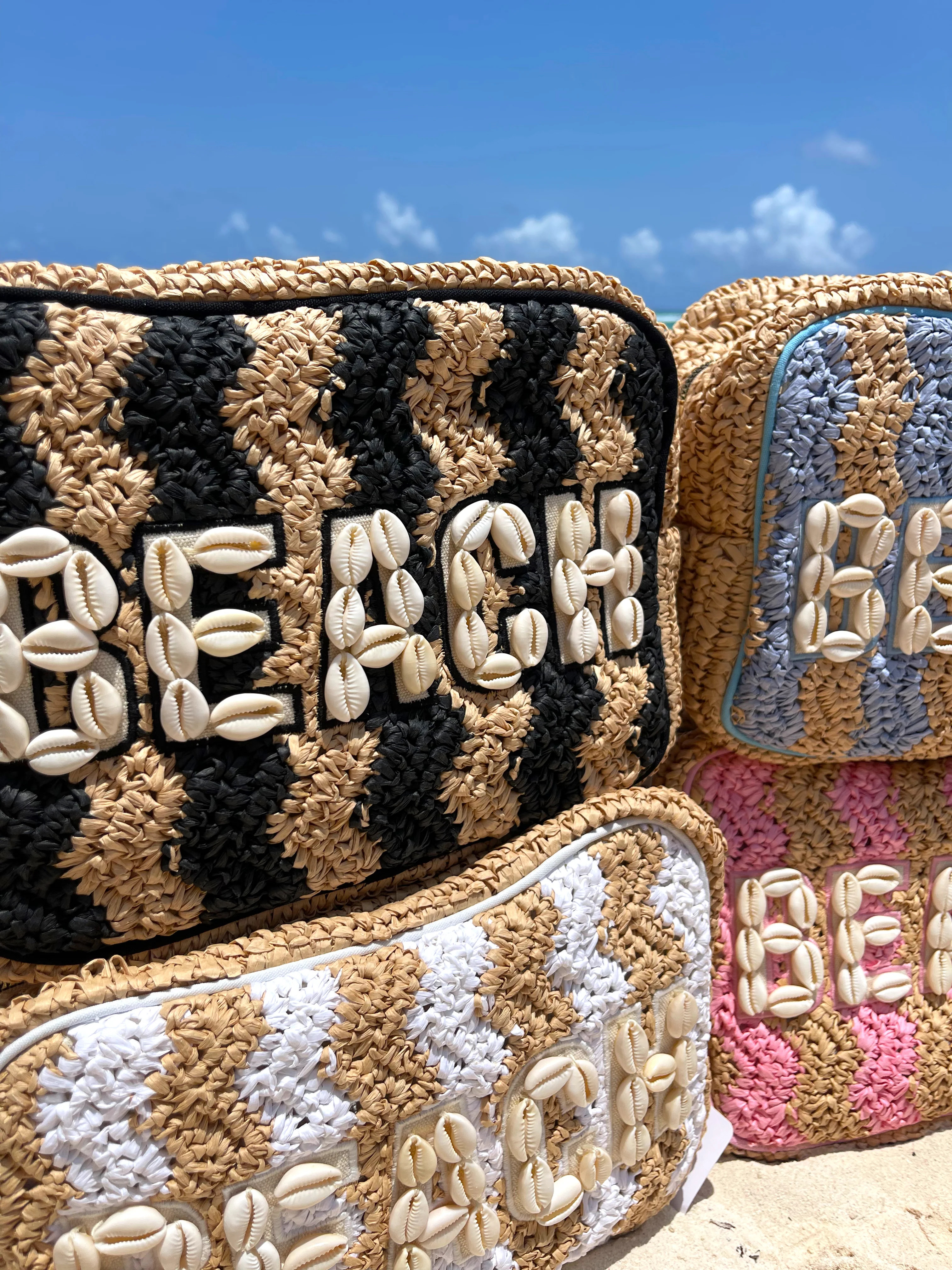 Beach XL Makeup Bag with Puka Shells | KenzKustomz