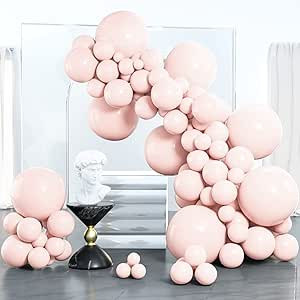 PartyWoo Pink Balloons, 100 pcs Pale Pink Balloons Different Sizes Pack of 18 Inch 12 Inch 10 Inc... | Amazon (US)