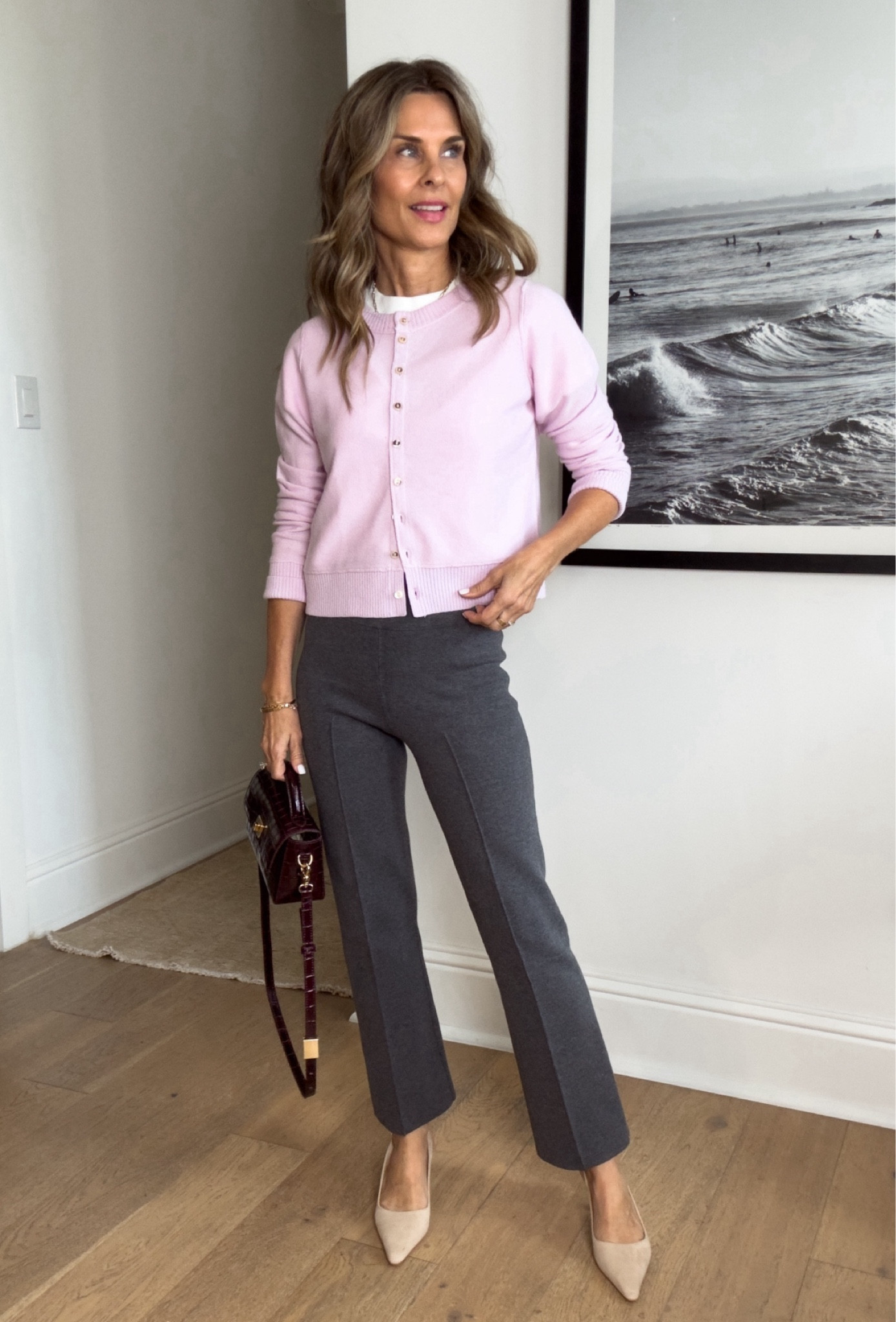 -Free People cardigan sz S
-Jcrew sweater pants that are so good! They restock this style ever year and they sell out quickly. Other colors & of course black is available. Wearing XS

#LTKWorkwear #LTKOver40 #LTKStyleTip