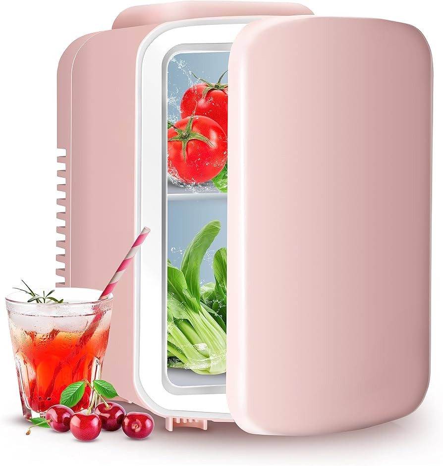 YSSOA 4L Mini Fridge 6 Can Portable Cooler & Warmer Compact Refrigerators for Food, Drinks, Skinc... | Amazon (US)