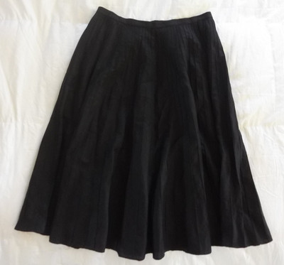 Orvis Size 18 Linen Blend Pleated Midi A-Line Skirt Black | eBay US
