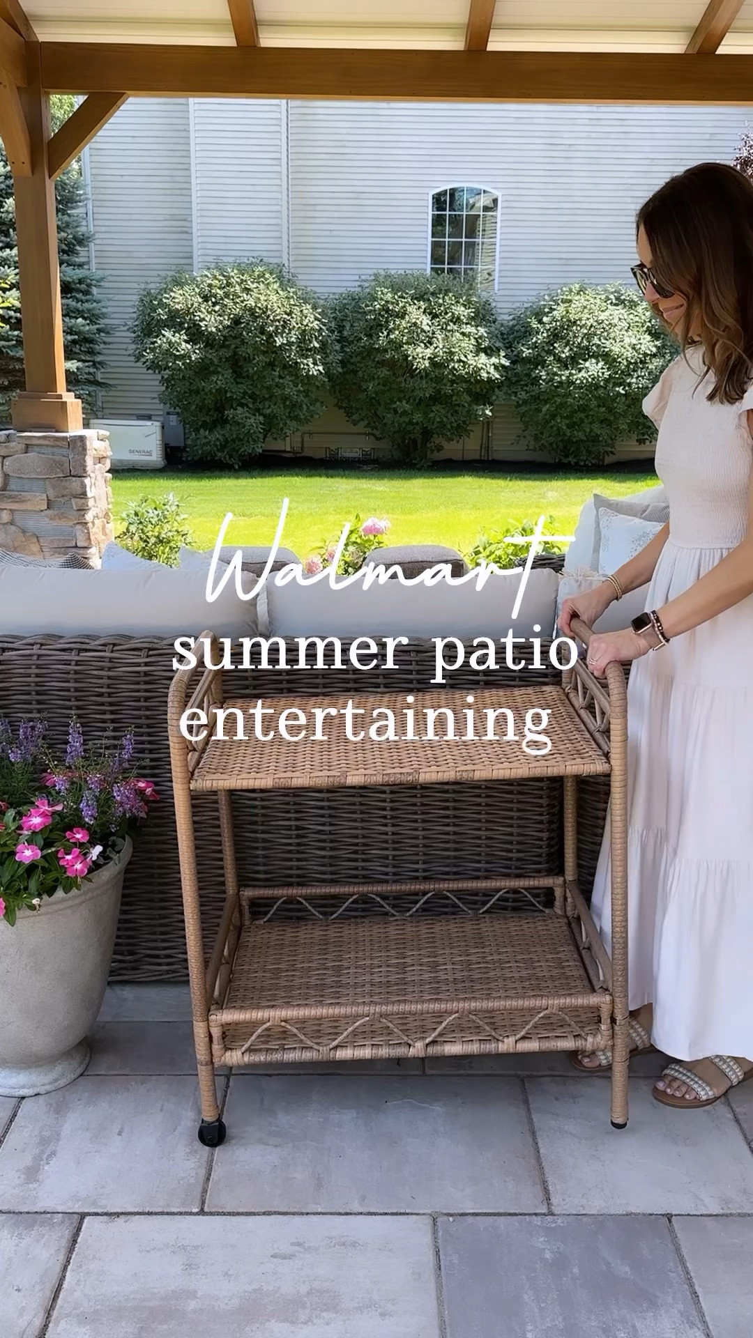 Just snagged this pretty new bar cart on Walmart for such a great price! It’s perfect for entertaining on our new patio space,  but it can also be used indoors too! #walmartpartner #welcometoyourwalmart #walmarthome #walmartsummer 

#LTKhome #LTKSeasonal