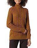 Amazon Essentials Women's Fisherman Cable Turtleneck Sweater, Dark Chestnut Brown Heather, Large | Amazon (US)