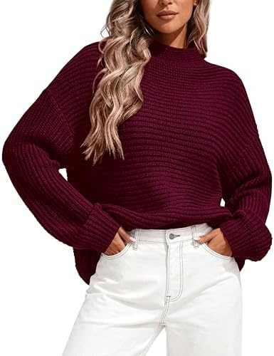 PRETTYGARDEN Womens Sweaters Fall Fashion 2025 Oversized Long Sleeve Mock Neck Chunky Knit Pullov... | Amazon (US)
