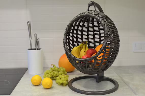 Wicker Fruit Basket Hanging Fruit Basket for Kitchen Fruit - Etsy | Etsy (US)