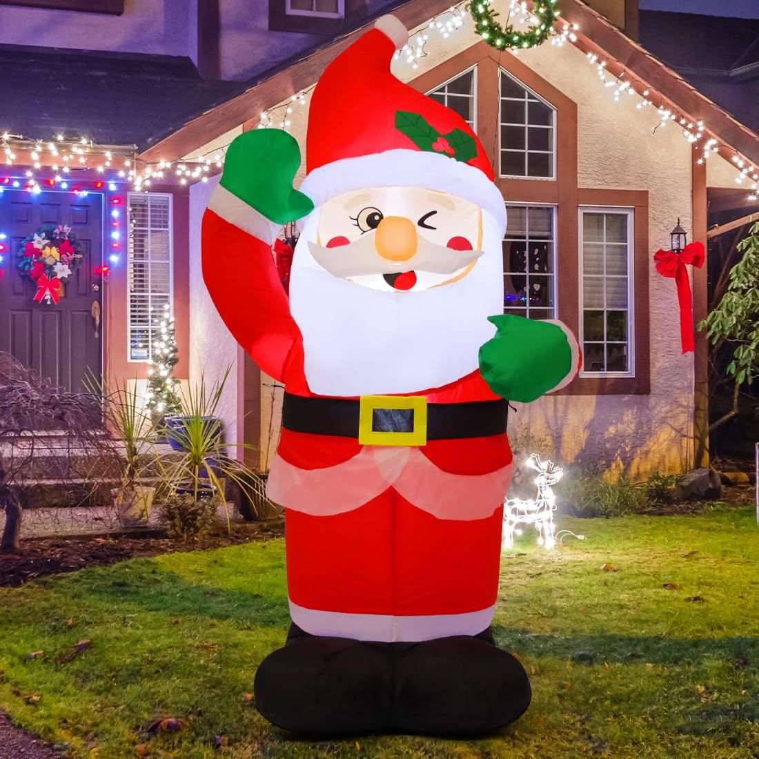 COMIN 4.2 FT Christmas Inflatables Outdoor Decor Blow Up Santa Claus Inflatables with Built-in LEDs  | Amazon (US)